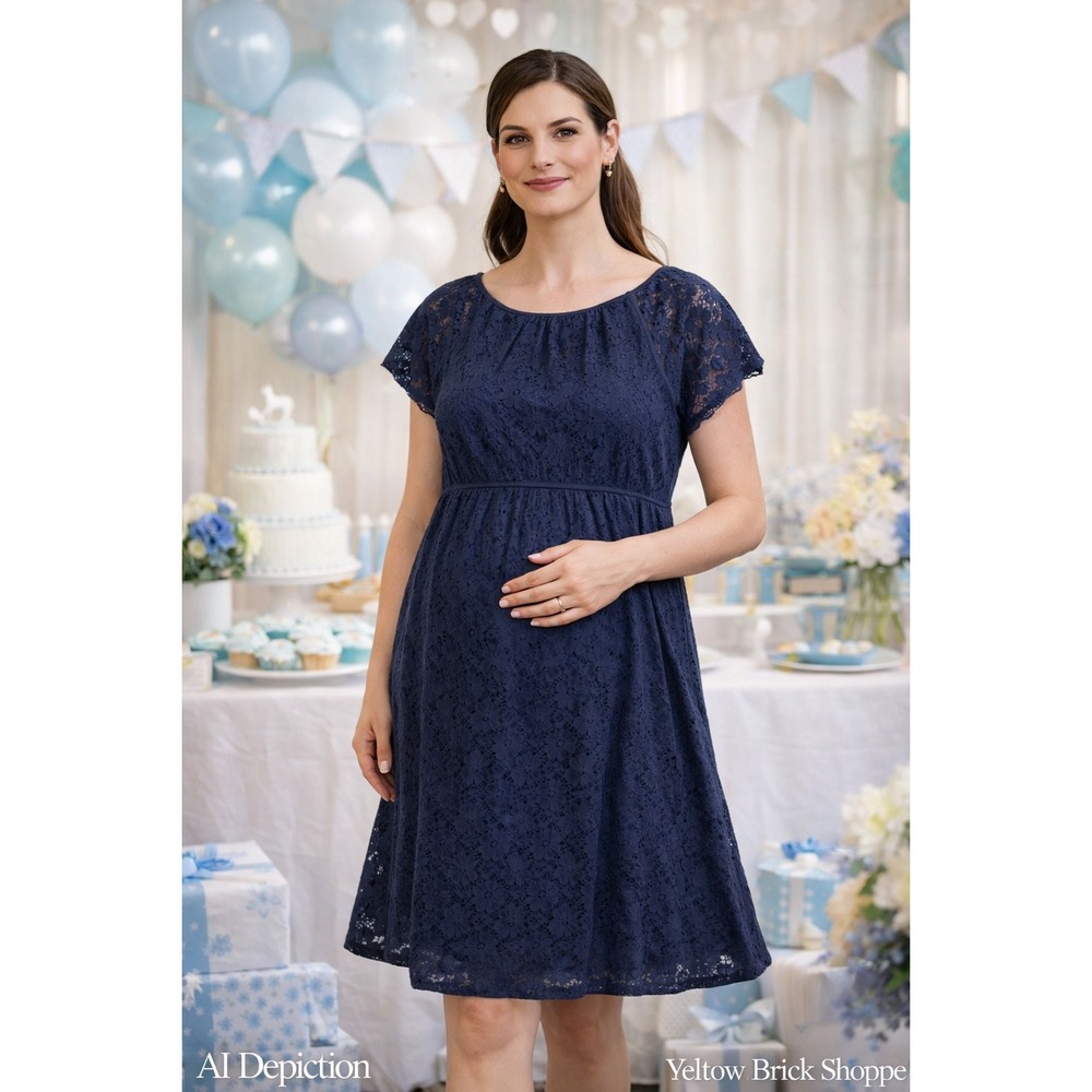 Motherhood Maternity Navy Blue‎ Lace Dress M